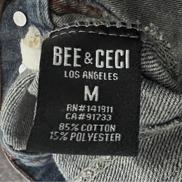 Bee & Ceci Los Angeles Blue Girls Jean Jacket Knit Sleeves Size Medium - Picture 6 of 6